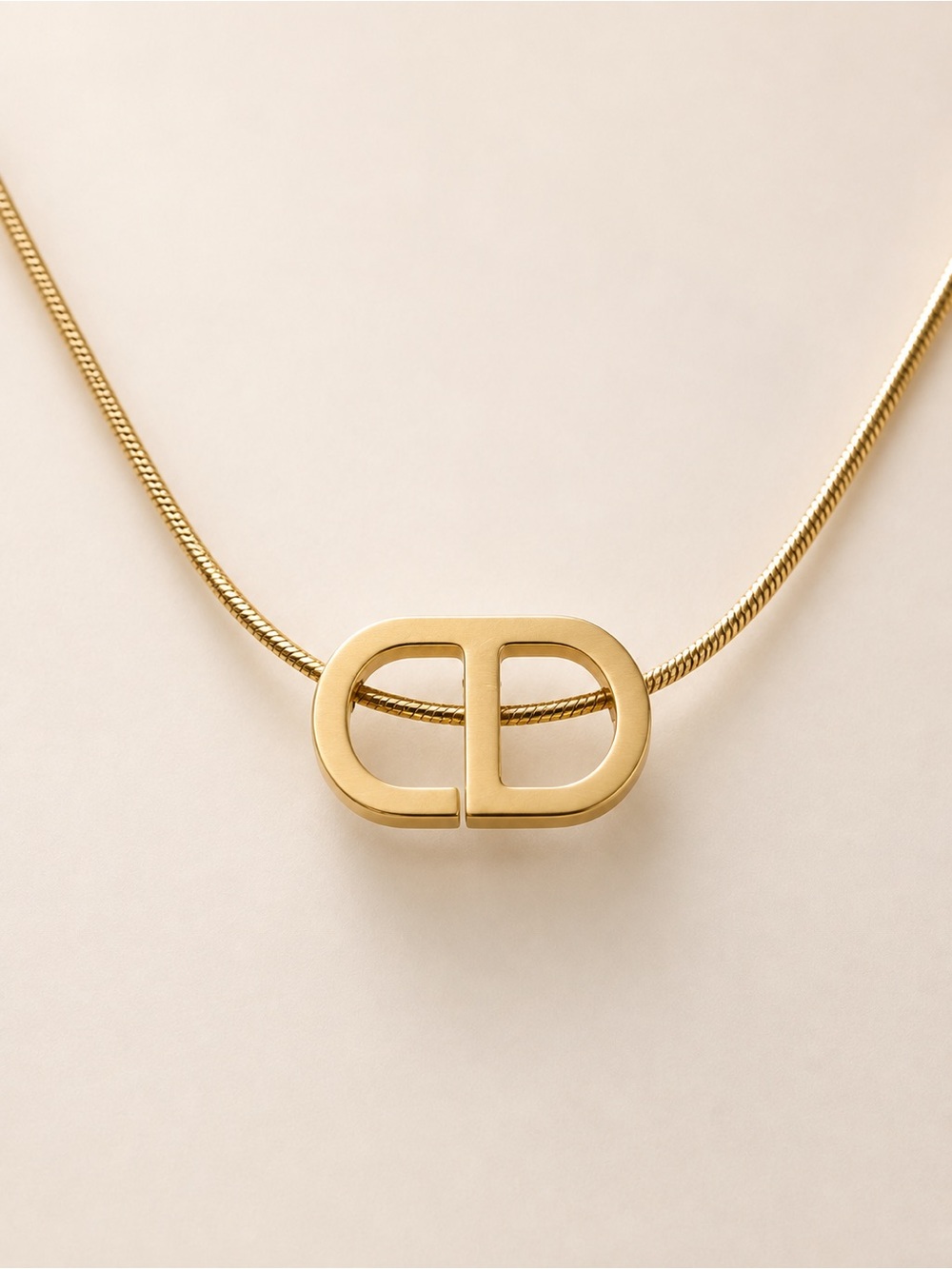 Gold Plated Double-Loop Pendant Necklace - 18 inches luxury inspired